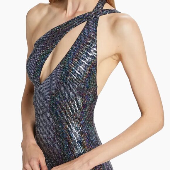 The Sei Iridescent One-Shoulder Slit Gown in Galaxy NWT - Picture 2 of 10